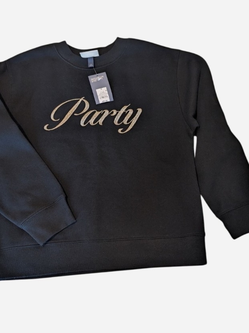 Universal Thread Black Crewneck Sweatshirt with Metallic Script - Picture 1 of 8